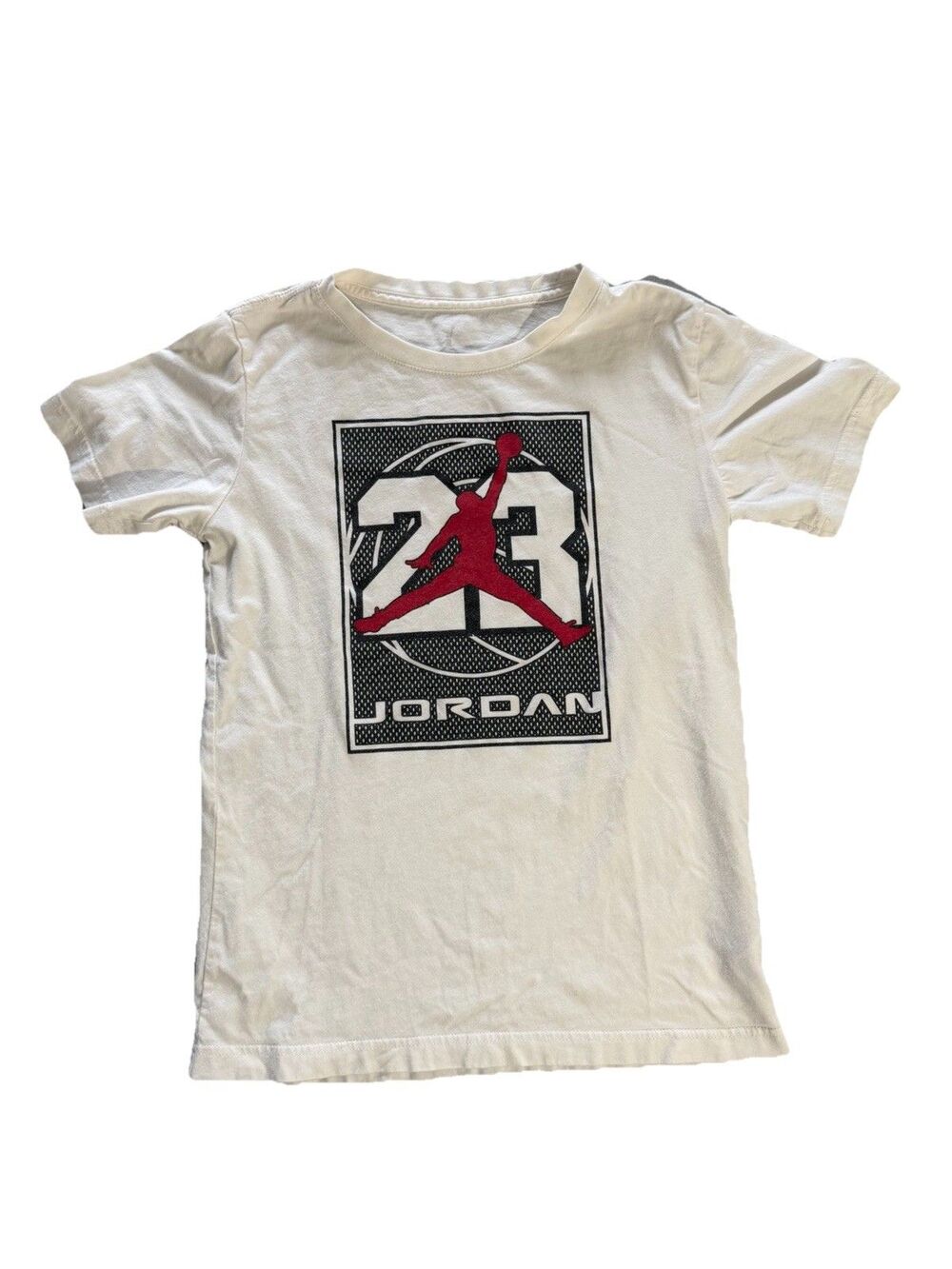 Nike Air Jordan Boys Youth Medium White Short Sleeve Graphic T-Shirt Jumpman 23